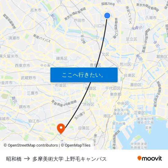 昭和橋 to 多摩美術大学 上野毛キャンパス map