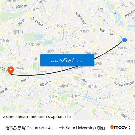 地下鉄赤塚 Chikatetsu-Akatsuka to Soka University (創価大学) map
