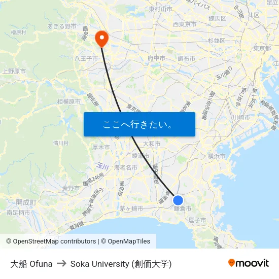 大船 Ofuna to Soka University (創価大学) map