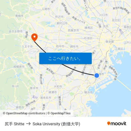 尻手 Shitte to Soka University (創価大学) map