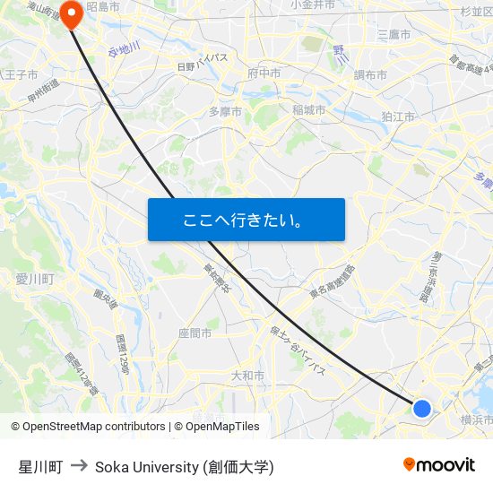 星川町 to Soka University (創価大学) map