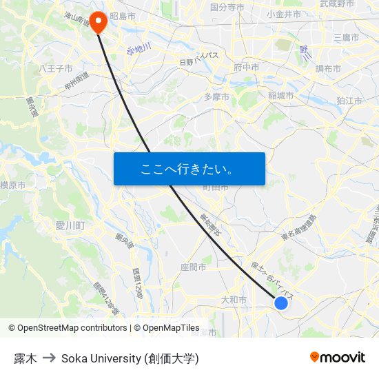 露木 to Soka University (創価大学) map
