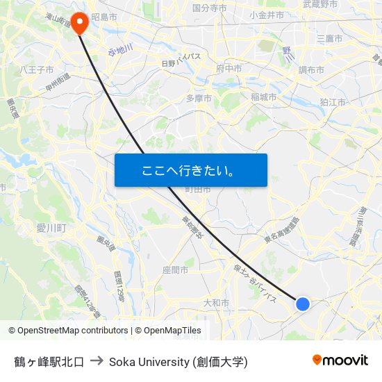 鶴ヶ峰駅北口 to Soka University (創価大学) map