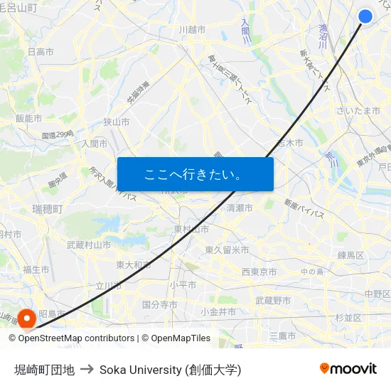 堀崎町団地 to Soka University (創価大学) map