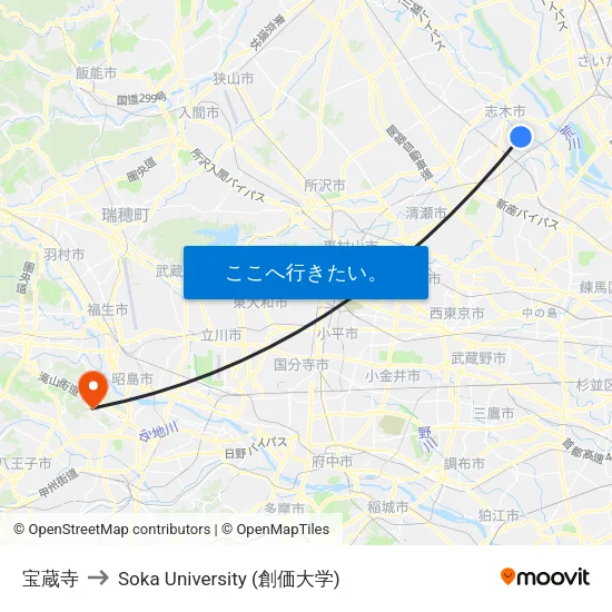 宝蔵寺 to Soka University (創価大学) map