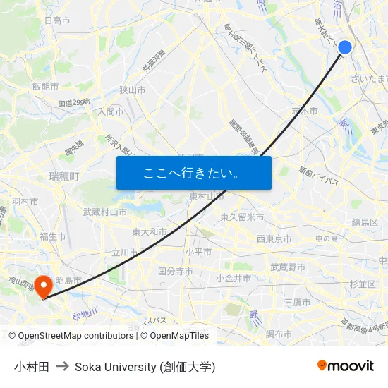 小村田 to Soka University (創価大学) map