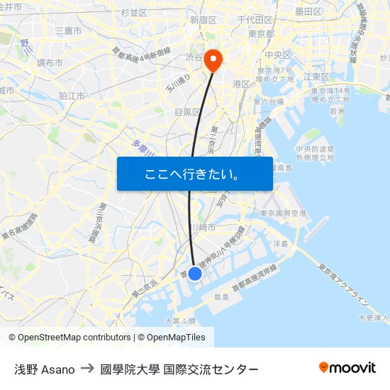 浅野 Asano to 國學院大學 国際交流センター map