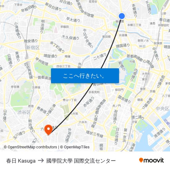 春日 Kasuga to 國學院大學 国際交流センター map