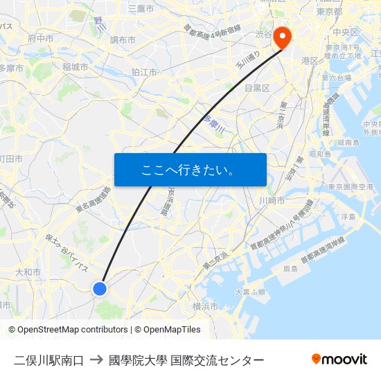 二俣川駅南口 to 國學院大學 国際交流センター map