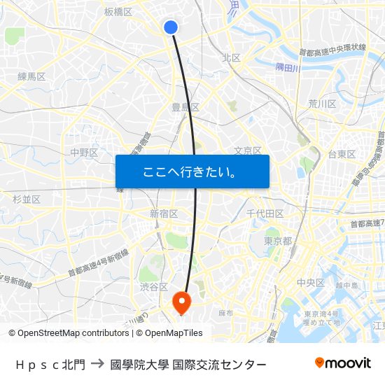 Ｈｐｓｃ北門 to 國學院大學 国際交流センター map