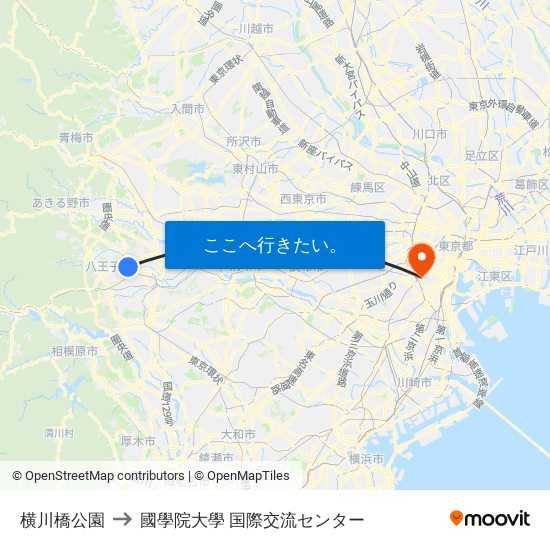 横川橋公園 to 國學院大學 国際交流センター map