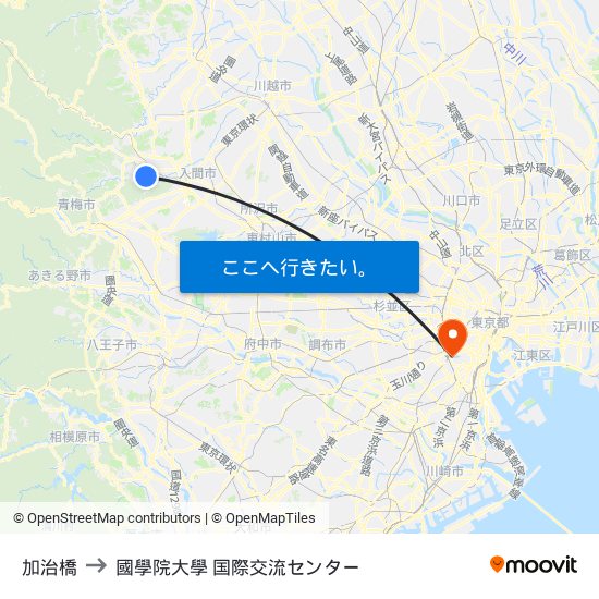 加治橋 to 國學院大學 国際交流センター map