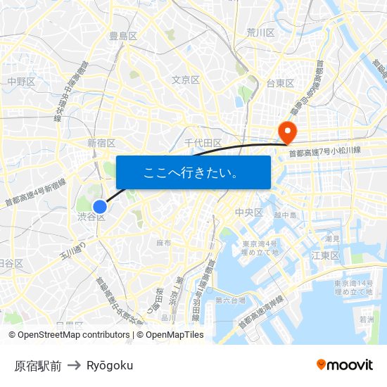 原宿駅前 to Ryōgoku map