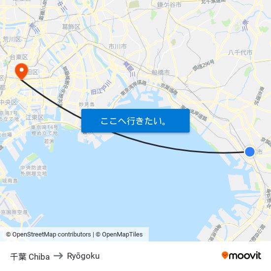 千葉 Chiba to Ryōgoku map