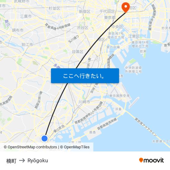 楠町 to Ryōgoku map