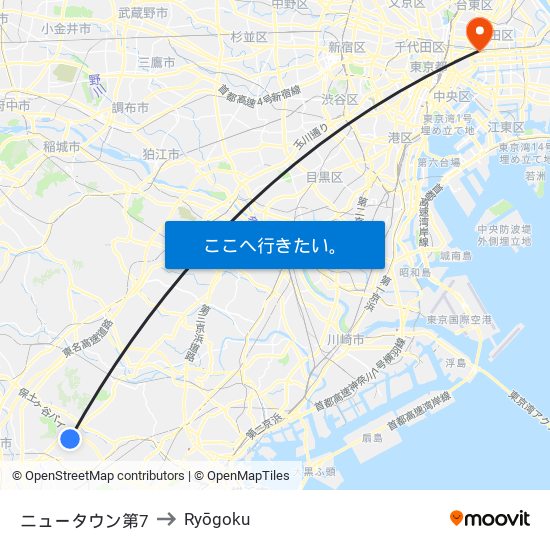 ニュータウン第7 to Ryōgoku map
