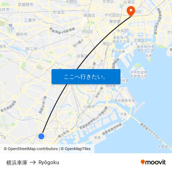 横浜車庫 to Ryōgoku map