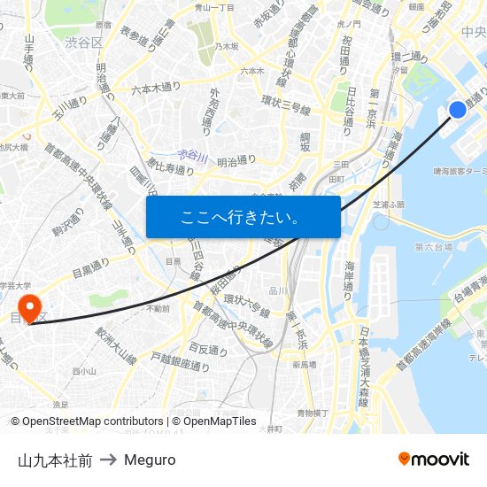 山九本社前 to Meguro map