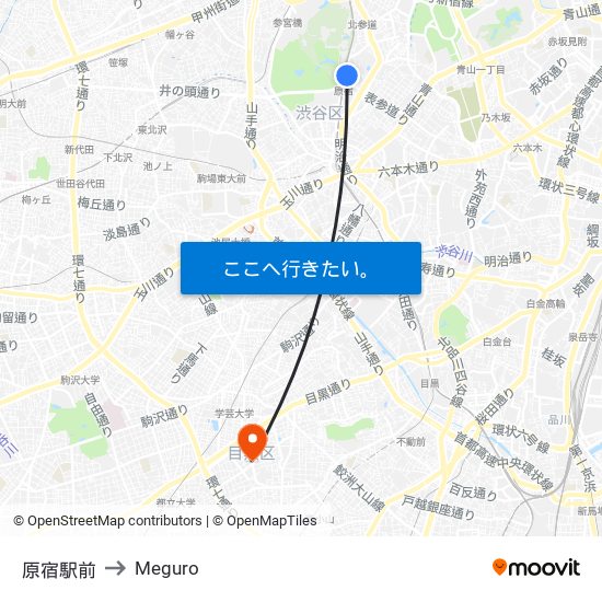 原宿駅前 to Meguro map