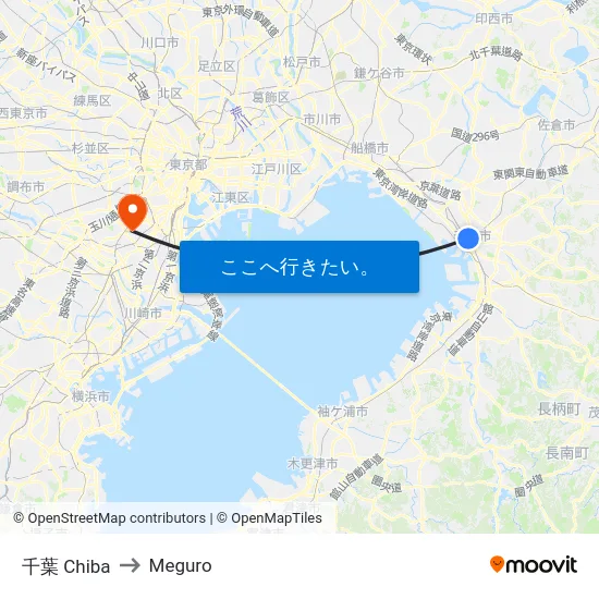 千葉 Chiba to Meguro map