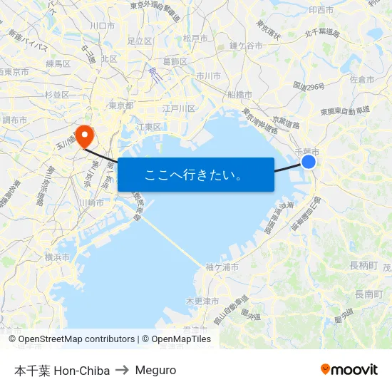本千葉 Hon-Chiba to Meguro map