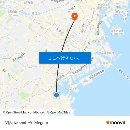 関内 Kannai to Meguro map