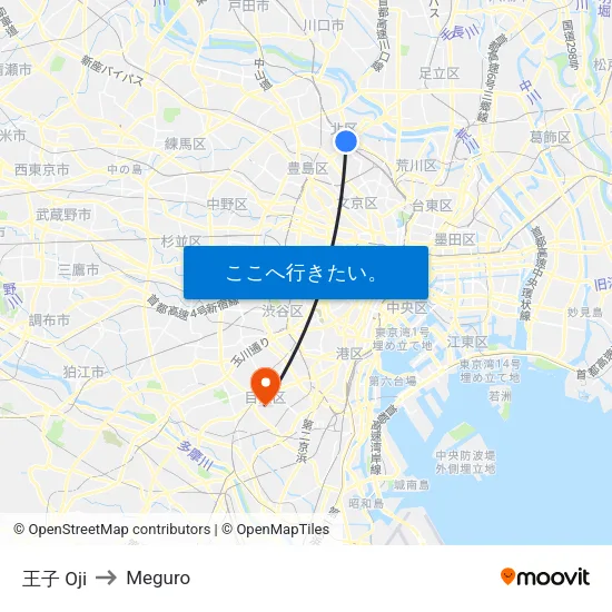 王子 Oji to Meguro map
