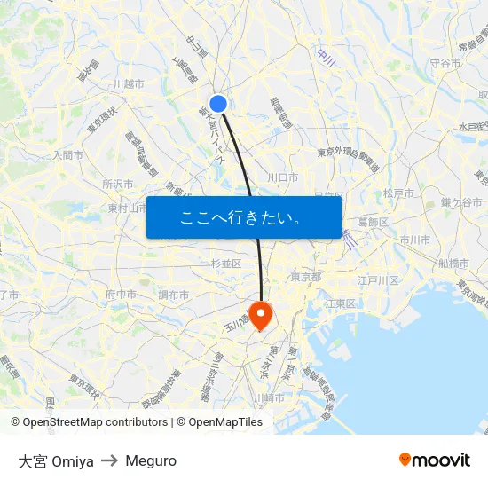 大宮 Omiya to Meguro map