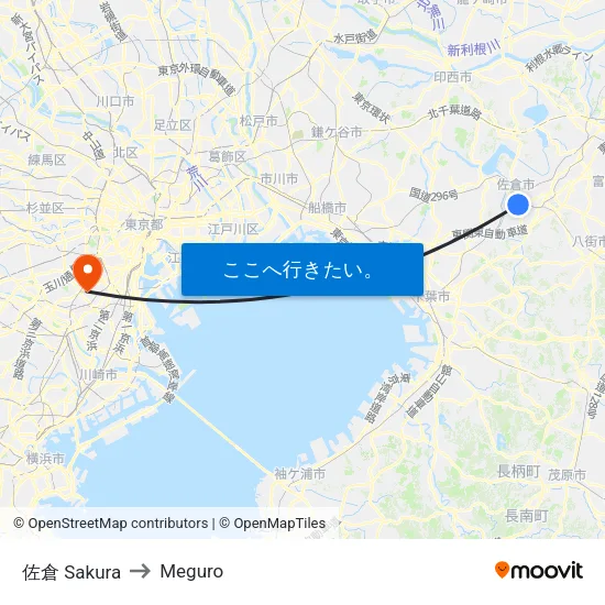 佐倉 Sakura to Meguro map