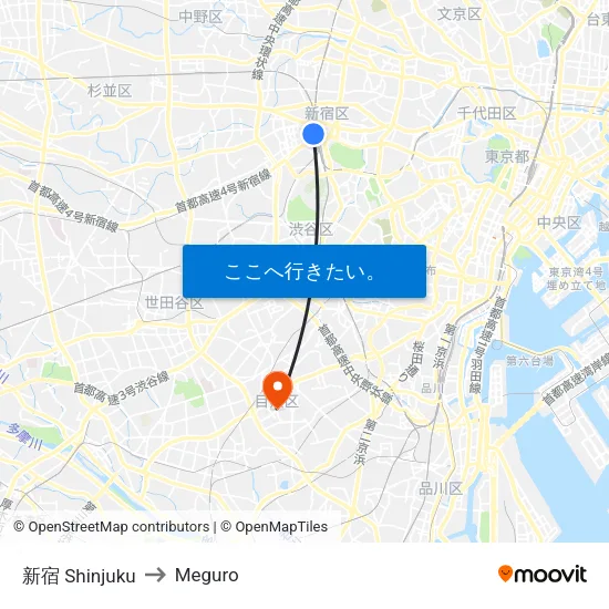 新宿 Shinjuku to Meguro map