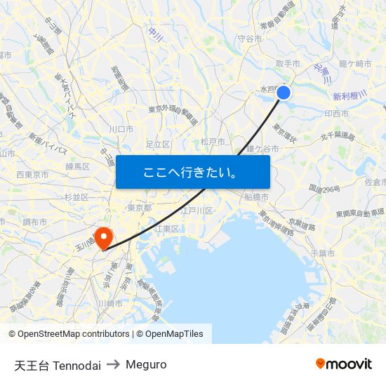 天王台 Tennodai to Meguro map