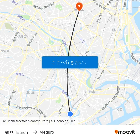 鶴見 Tsurumi to Meguro map