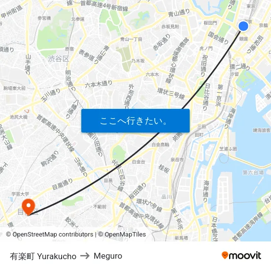 有楽町 Yurakucho to Meguro map