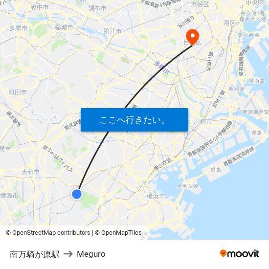 南万騎が原駅 to Meguro map