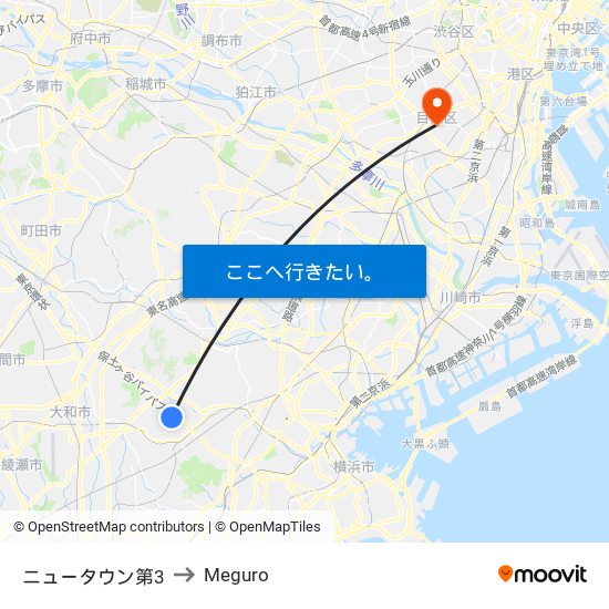 ニュータウン第3 to Meguro map