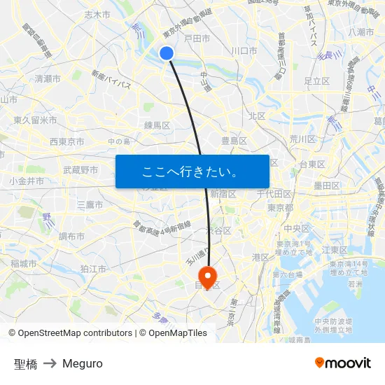 聖橋 to Meguro map