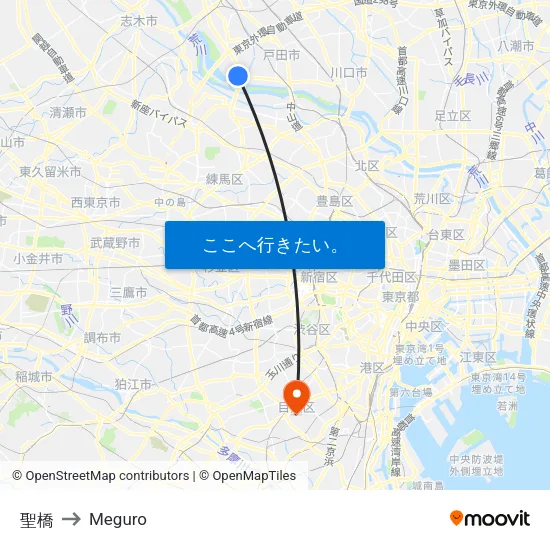 聖橋 to Meguro map
