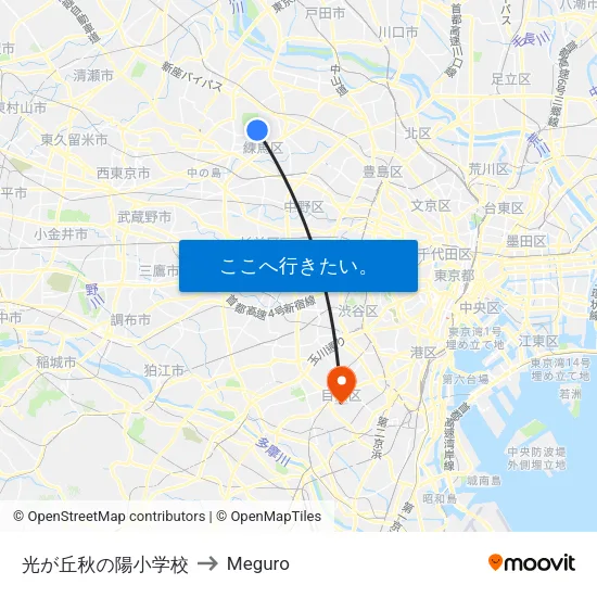 光が丘秋の陽小学校 to Meguro map