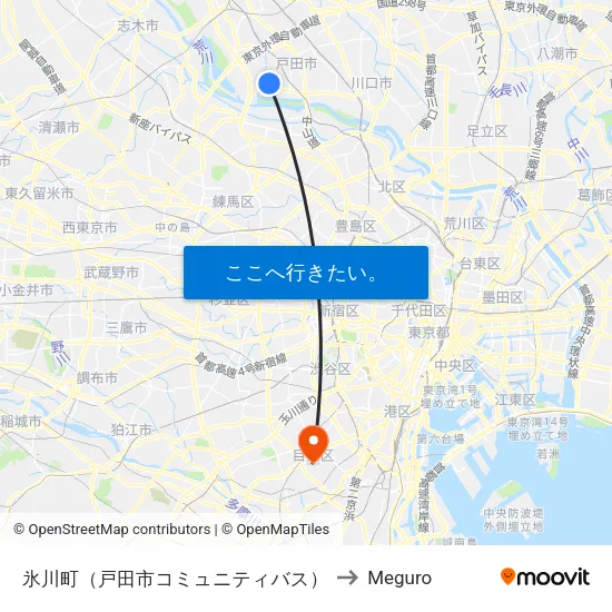 氷川町（戸田市コミュニティバス） to Meguro map