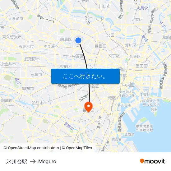 氷川台駅 to Meguro map