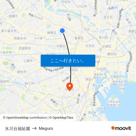 氷川台福祉園 to Meguro map