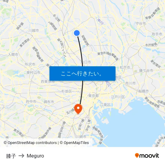 膝子 to Meguro map