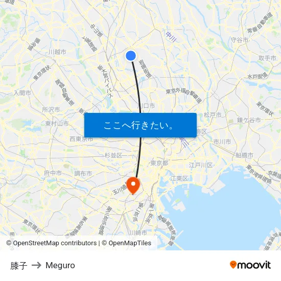 膝子 to Meguro map