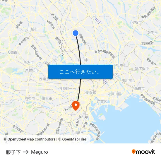 膝子下 to Meguro map