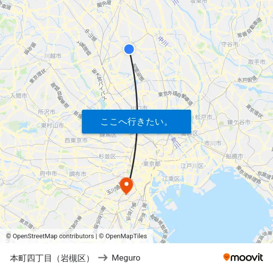 本町四丁目（岩槻区） to Meguro map