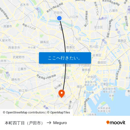 本町四丁目（戸田市） to Meguro map
