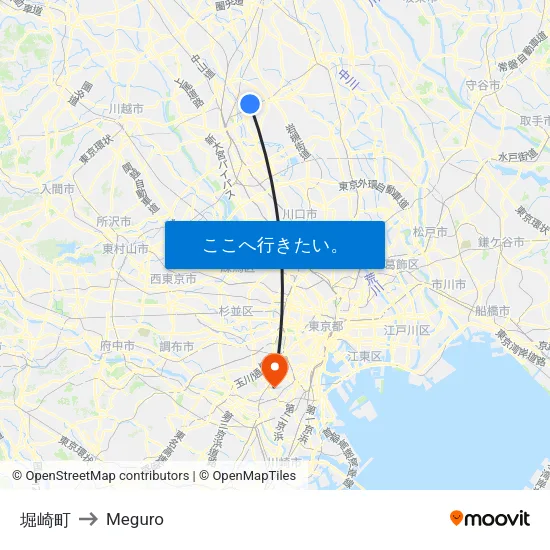 堀崎町 to Meguro map