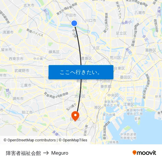 障害者福祉会館 to Meguro map