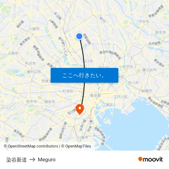 染谷新道 to Meguro map