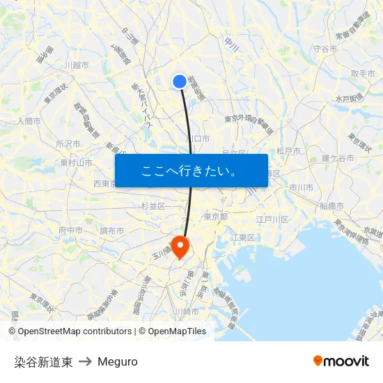 染谷新道東 to Meguro map